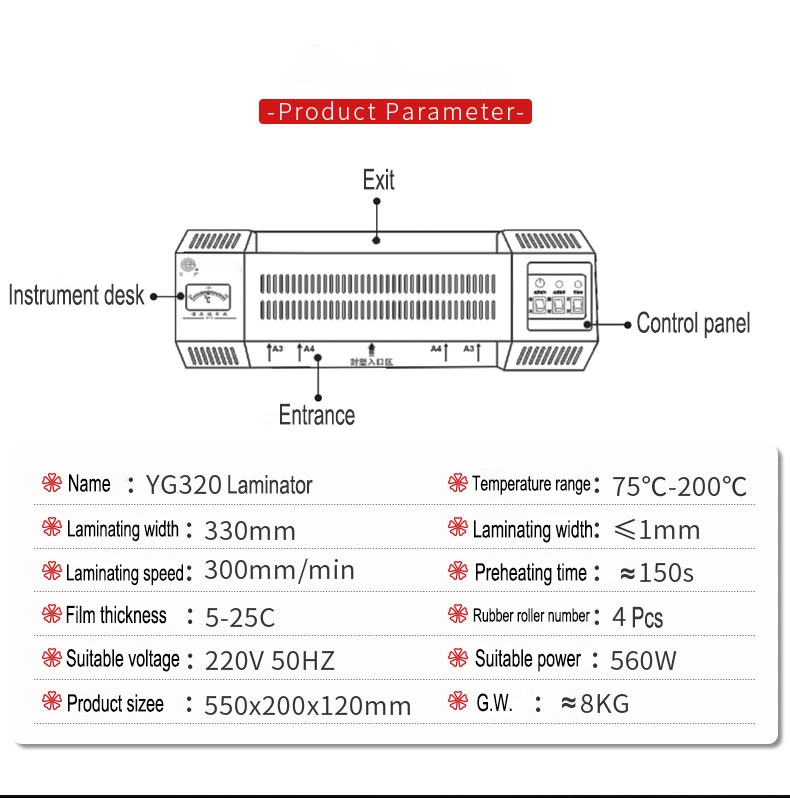 Laminating Machine for A3/A4 Paper Hot Laminating/Cold Laminating